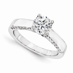 Anello di fidanzamento con diamanti da 1,50 carati e oro bianco 14 carati