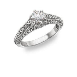 Anello di fidanzamento con diamanti dall'aspetto antico da 1,35 carati Nuovo oro bianco 14K