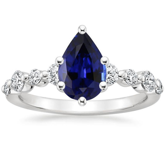 Anello di fidanzamento con diamanti e pera blu zaffiro con accenti 6.75 carati - harrychadent.it