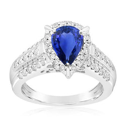 Anello di fidanzamento con diamanti in oro Gioielli Halo Ceylon Sapphire 5 carati