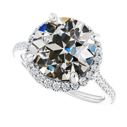 Anello di fidanzamento con diamanti rotondi a taglio antico, gioielli da donna, 8,50 carati