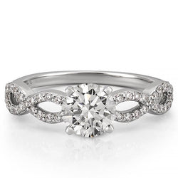 Anello di fidanzamento con diamanti rotondi in oro bianco da 1,20 carati con accenti di gioielli
