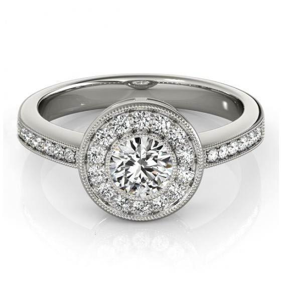 Anello di fidanzamento con diamanti scintillanti Halo 1.35 carati oro bianco 14 carati - harrychadent.it