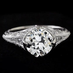 Anello di fidanzamento con diamanti taglio vecchio miniera stile vintage filigrana 2,50 carati