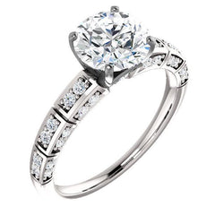 Anello di fidanzamento con diamanti tondi 1.8 Carati Gioielli New White Gold 14K