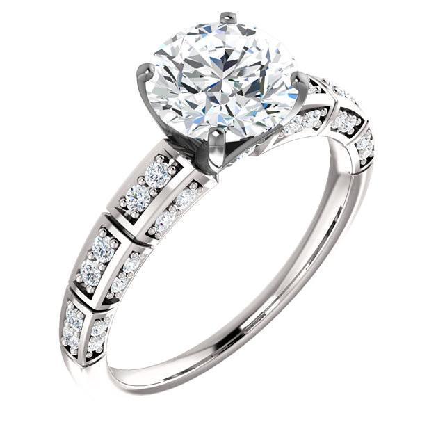 Anello di fidanzamento con diamanti tondi 1.8 Carati Gioielli New White Gold 14K - harrychadent.it