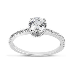 Anello di fidanzamento con diamanti tondi in oro bianco 14K con accenti 2.69 carati