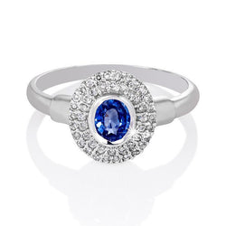 Anello di fidanzamento con diamanti zaffiro Sri Lanka taglio ovale da 2,40 ct