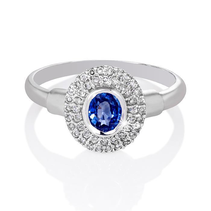Anello di fidanzamento con diamanti zaffiro Sri Lanka taglio ovale da 2,40 ct - harrychadent.it