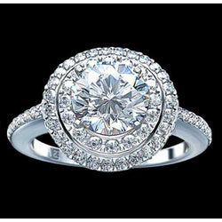 Anello di fidanzamento con doppio anello di diamanti in oro bianco da 2.25 ct