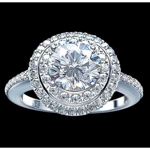 Anello di fidanzamento con doppio anello di diamanti in oro bianco da 2.25 ct - harrychadent.it