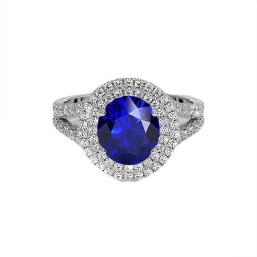 Anello di fidanzamento con doppio zaffiro Ceylon Halo 6.75 carati Gioielli da donna - harrychadent.it