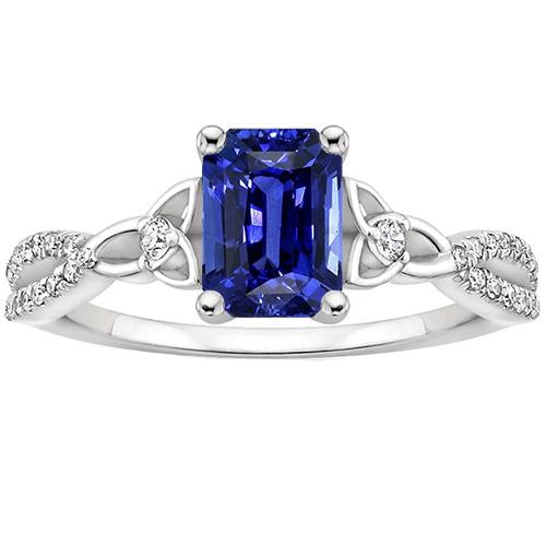 Anello di fidanzamento con gambo diviso in zaffiro blu brillante e diamante 4 carati - harrychadent.it