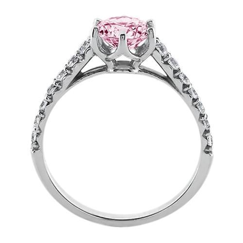 Anello di fidanzamento con gemma di zaffiro rosa rotondo da 2 carati WG 14K - harrychadent.it