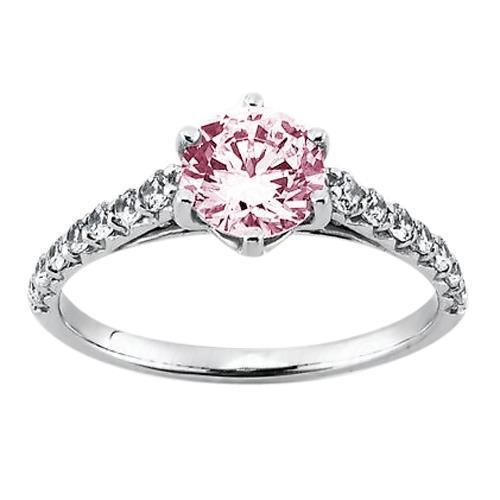 Anello di fidanzamento con gemma di zaffiro rosa rotondo da 2 carati WG 14K - harrychadent.it