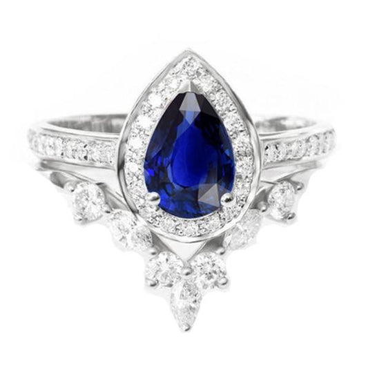 Anello di fidanzamento con gemme e diamanti incastonato stile corona 4 carati in oro bianco - harrychadent.it