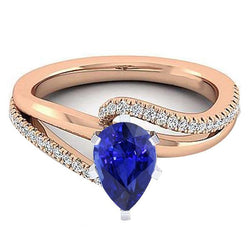 Anello di fidanzamento con gioielli in pietra preziosa blu zaffiro bicolore 4.50 carati