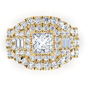 Anello di fidanzamento con inserto in diamante Rinforzatore del taglio della principessa in oro 14K 4 ct