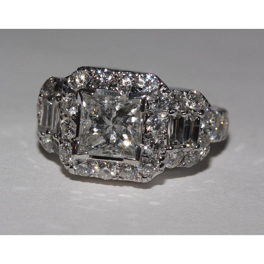Anello di fidanzamento stile antico con diamanti taglio principessa da 4 carati WG 14K - harrychadent.it