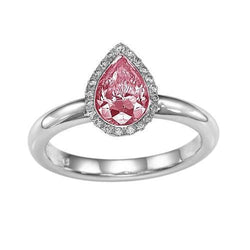 Anello di fidanzamento con pera con zaffiro rosa da 1,26 ct e diamante rotondo