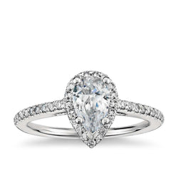 Anello di fidanzamento con pera e diamante rotondo da 2.45 carati. oro bianco 14K