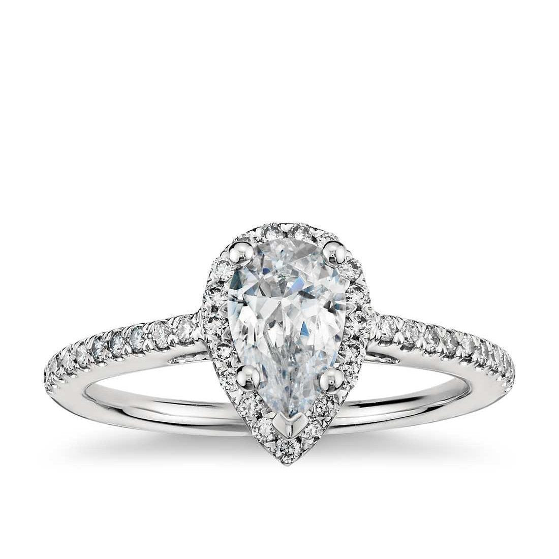 Anello di fidanzamento con pera e diamante rotondo da 2.44 carati. oro bianco 14K - harrychadent.it