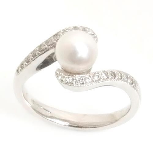 Anello di fidanzamento con perle e diamanti a taglio rotondo da 0,50 carati da 10 mm - harrychadent.it