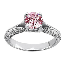 Anello di fidanzamento con pietra preziosa rotonda bianca con zaffiro rosa da 1,51 ct