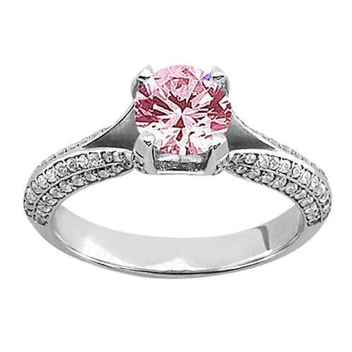 Anello di fidanzamento con pietra preziosa rotonda bianca con zaffiro rosa da 1,51 ct - harrychadent.it