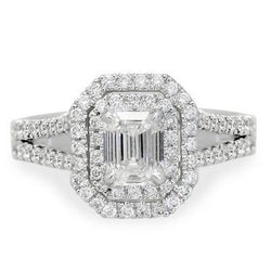 Anello di fidanzamento con smeraldo e diamante rotondo da 2,50 carati