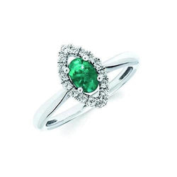 Anello di fidanzamento con smeraldo verde e diamante 3.75 carati oro bianco 14K