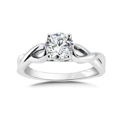 Anello di fidanzamento con solitario di diamanti tondi da 2 carati e oro bianco 14K
