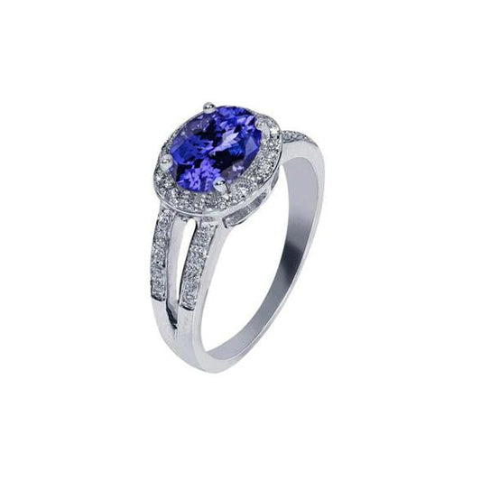 Anello di fidanzamento con tanzanite ovale e diamanti tondi 3.50 carati Novità - harrychadent.it