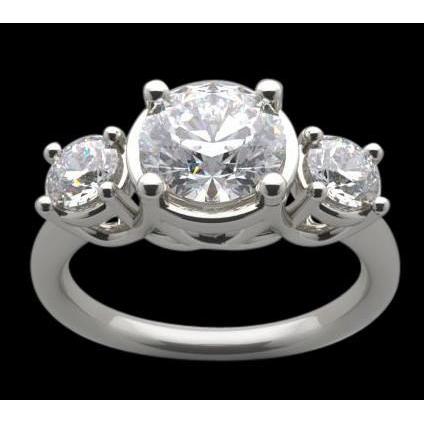 Anello di fidanzamento con tre diamanti Lucida 2.50 carati in oro bianco - harrychadent.it
