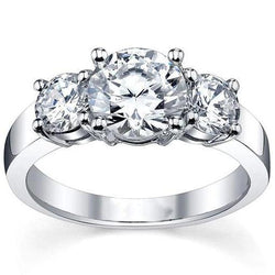 Anello di fidanzamento con tre diamanti in pietra 3,50 carati in oro bianco 14K
