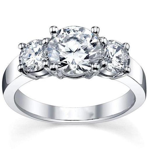 Anello di fidanzamento con tre diamanti in pietra 3,50 carati in oro bianco 14K - harrychadent.it