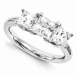 Anello di fidanzamento con tre diamanti in pietra 4 carati in oro bianco 14K