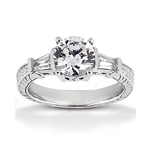 Anello di fidanzamento con tre diamanti in pietra da 2.50 carati. oro bianco 14K - harrychadent.it