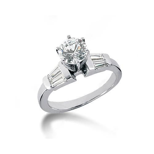 Anello di fidanzamento con tre pietre a taglio baguette e diamante rotondo da 2.25 carati - harrychadent.it