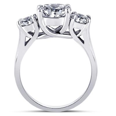Anello di fidanzamento con tre pietre di diamante rotondo da 4 carati in oro bianco 14K - harrychadent.it