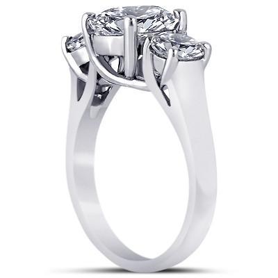 Anello di fidanzamento con tre pietre di diamante rotondo da 4 carati in oro bianco 14K - harrychadent.it