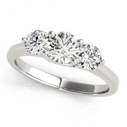 Anello di fidanzamento con tre pietre di diamante rotondo in oro bianco 2 carati 14K
