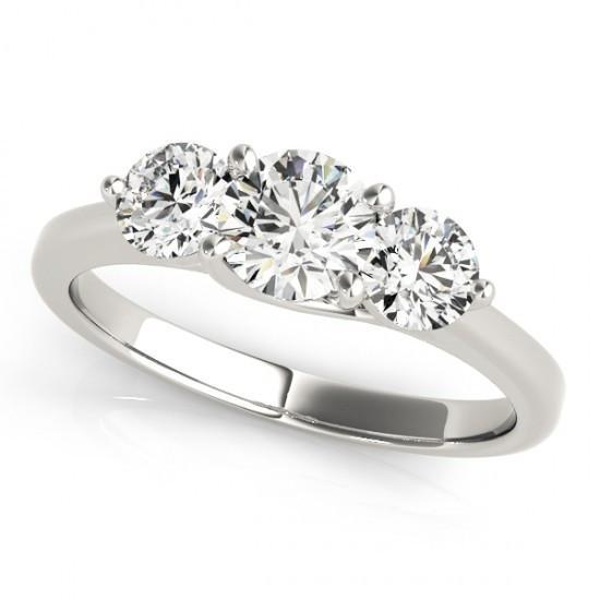 Anello di fidanzamento con tre pietre di diamante rotondo in oro bianco 2 carati 14K - harrychadent.it