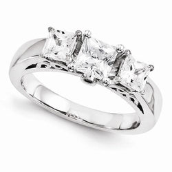 Anello di fidanzamento con tre pietre di diamanti 2 carati 14K Oro bianco
