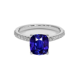Anello di fidanzamento con zaffiro Ceylon Blue White Gold Jewelry 2.75 carati