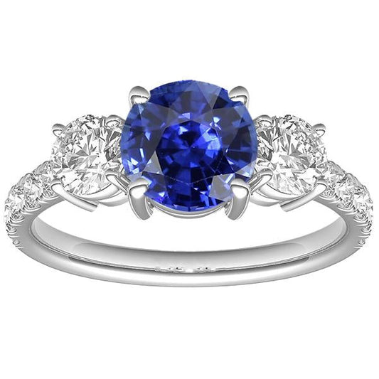 Anello di fidanzamento con zaffiro blu 4.50 carati con diamanti taglio brillante rotondo - harrychadent.it