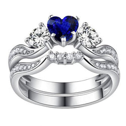 Anello di fidanzamento con zaffiro blu con fascia in oro e diamanti 3 carati 14K