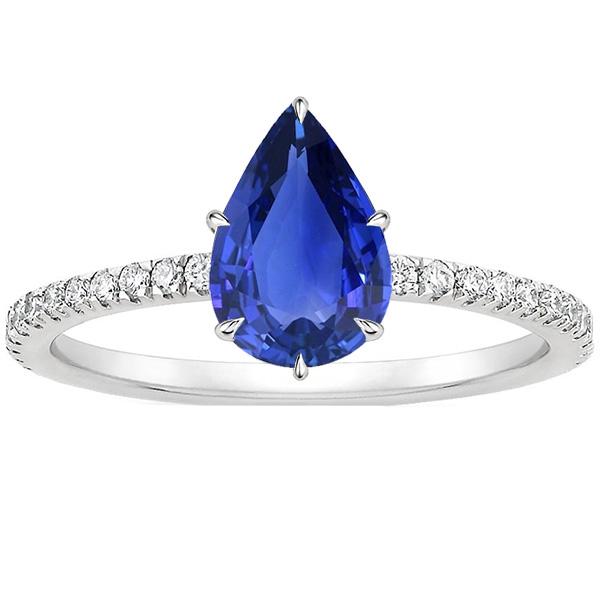 Anello di fidanzamento con zaffiro blu taglio a pera con accenti di diamante 5 carati - harrychadent.it