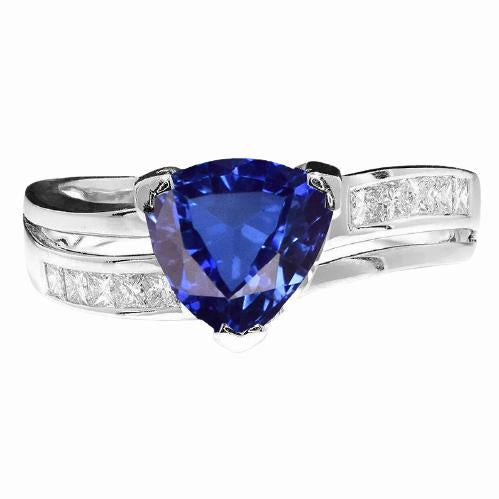 Anello di fidanzamento Princess Diamond Sapphire 2 Carati Channel Set accenti - harrychadent.it