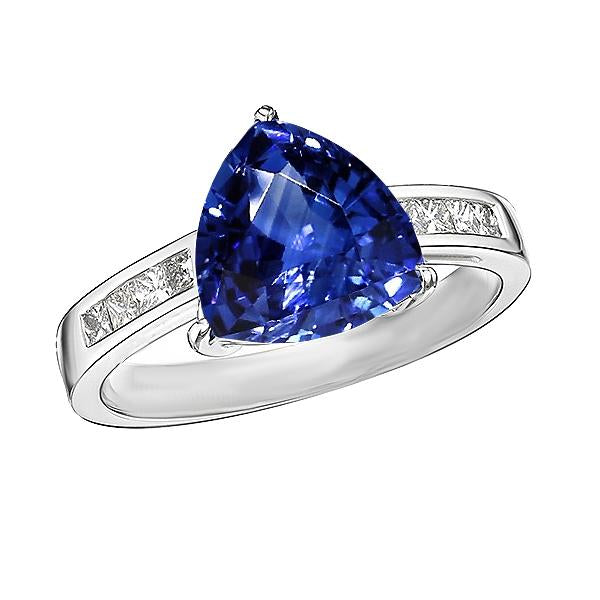 Anello di fidanzamento con zaffiro taglio trilioni 2.50 carati con diamanti incastonati - harrychadent.it